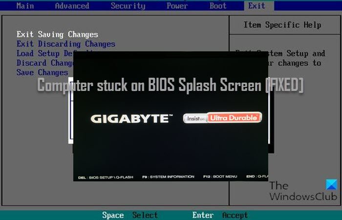 Computer stuck on BIOS Splash Screen